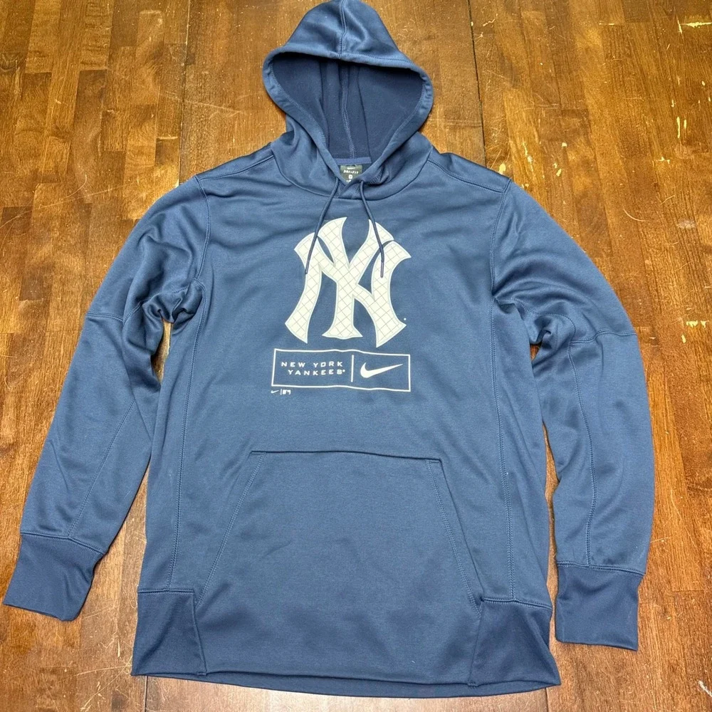 Nike New York Yankees Hoodie Men M Navy Dri-FIT Pullover NKAQ-44B